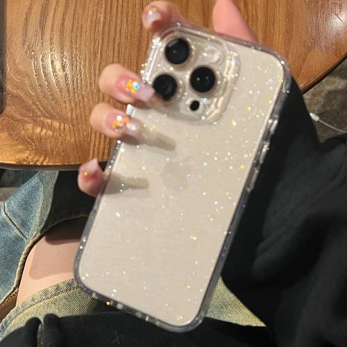 simple large hole glitter phone case transparent shockproof large hole glitter compatible with iphone 17 pro max 17 air 16 pro max 15 14 plus 13 12 11 protective cover