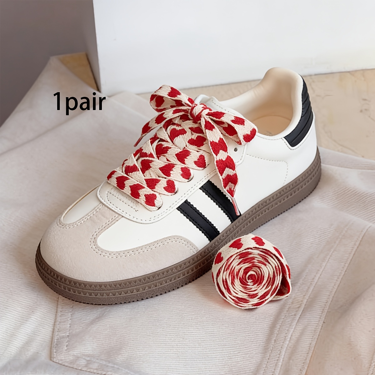 TEMU Un par de cordones nuevos, elegantes, anchos y planos con diseño de dorado, perfectos para zapatillas deportivas, zapatos de lona y accesorios