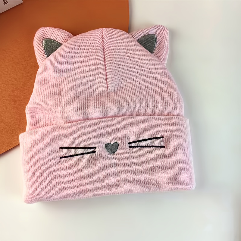 Unisex & Adorable Cat Face Hat With Realistic Kitten Ears - Warm Winter Ear Protection For , Hand Washable Embellished Beanie For Weather