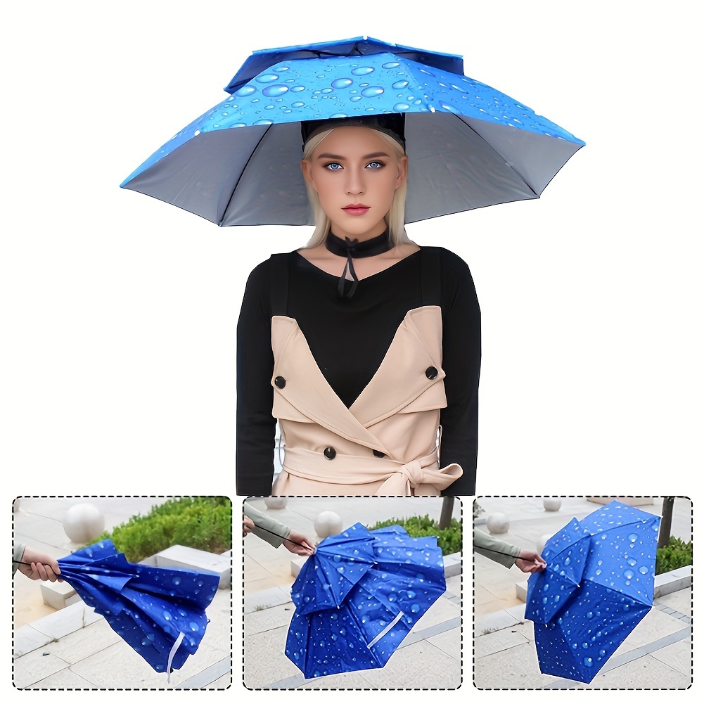 Chapeau Parapluie Pliable Avec Protection UV - Réglable, Pour Randonnée, Plage, Camping | Ombre Portable Adulte Enfant, Léger Et Compact - 2