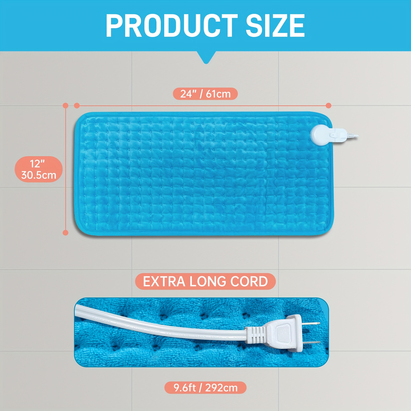 electric heating pad,   setting, auto shut-off, 12 x 24 , large heating pad, heater for bedroom, bedroom  , therapeutic heat, minimalist style, contemporary design, safe material, easy to clean, portable heater, adjustable heat setting, home  ,   sufferers Product details 2