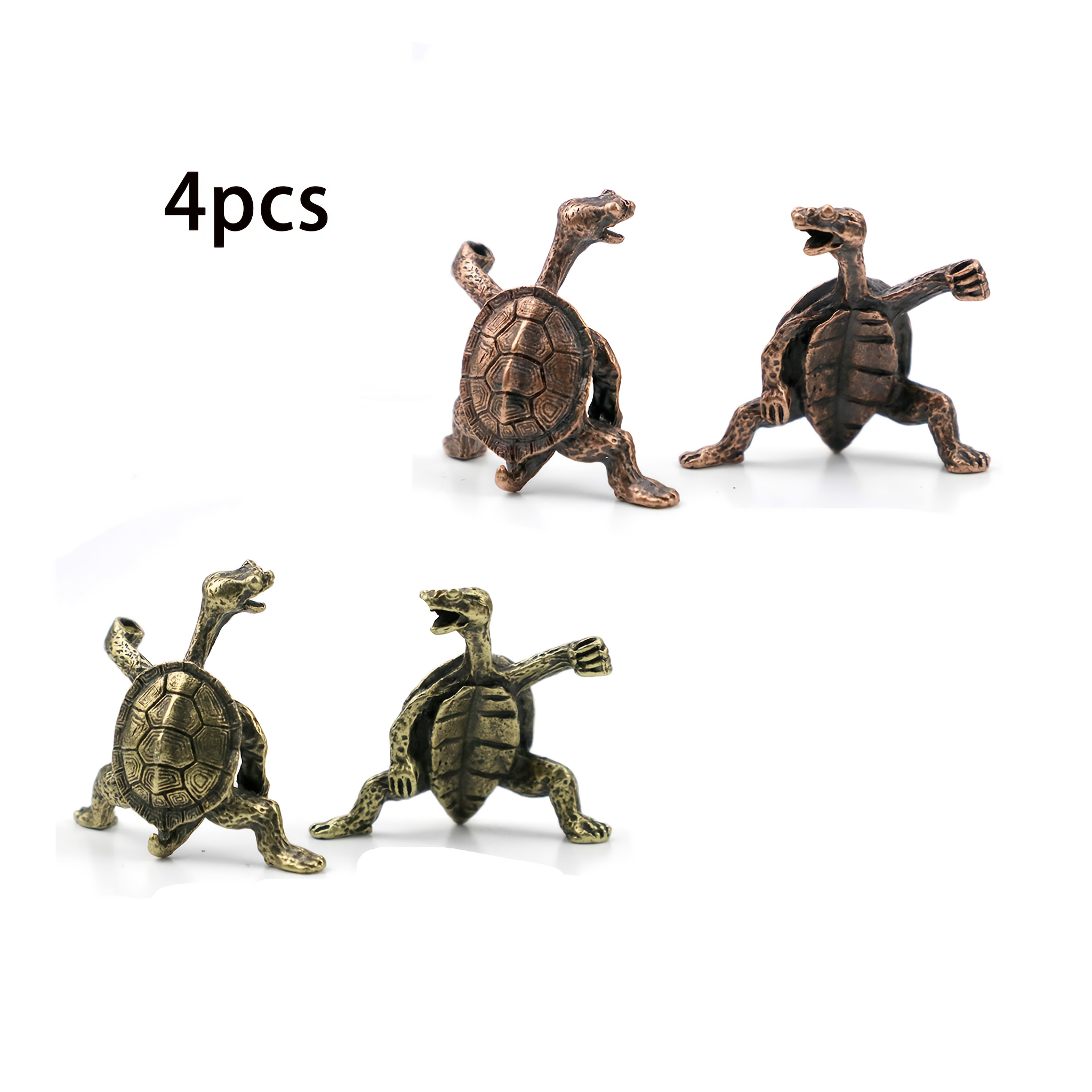 TEMU Kung Fu Turtle Incense Holder 4pcs Set - Alloy Turtle-shaped Incense Holders, Traditional Chinese Martial , Suitable For Home, Office, And Tea