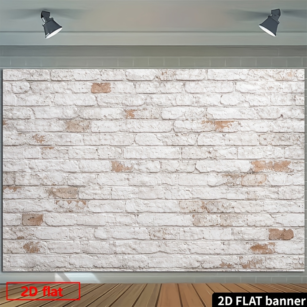 1pc White Vintage Distressed Brick Wall Panel, Photo Backdrop