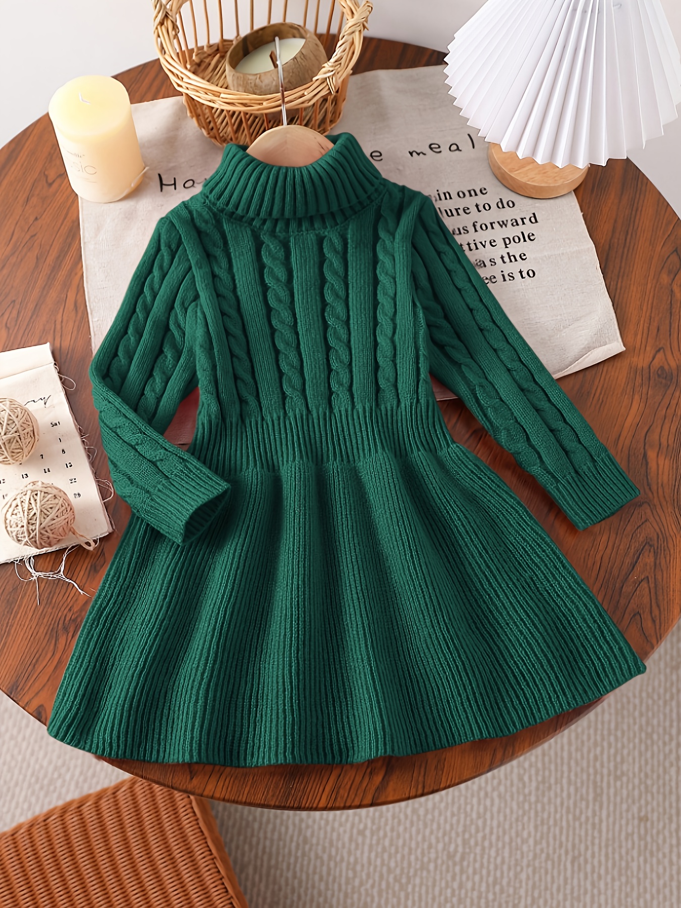 spring girls long sleeve dress girls turtleneck dress knit - Temu