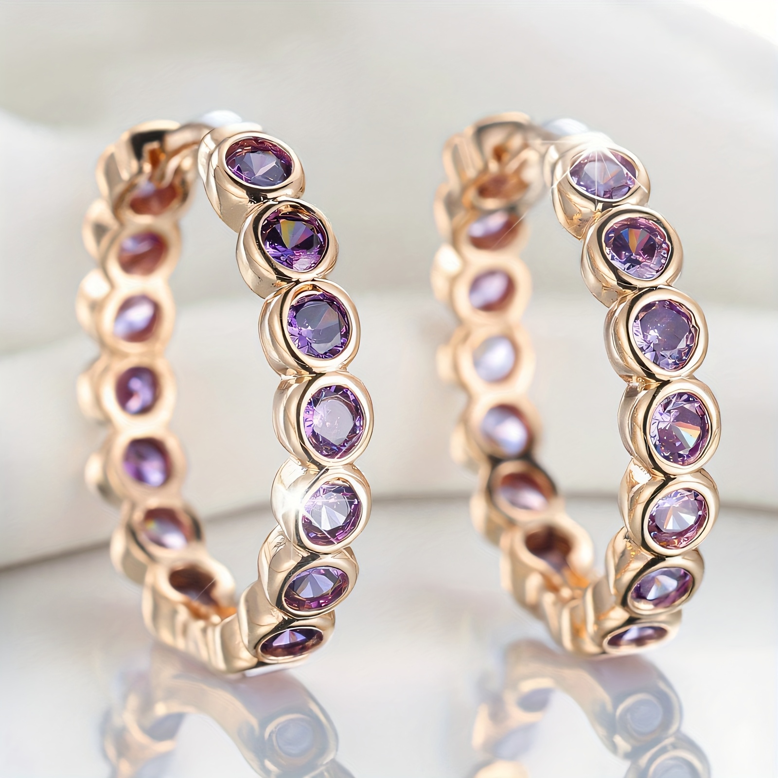A Pair Of Classic And Versatile Blue Synthetic Zirconia Earrings, Unisex, Exquisitely Sparkling Ethnic-style Fashion Jewelry