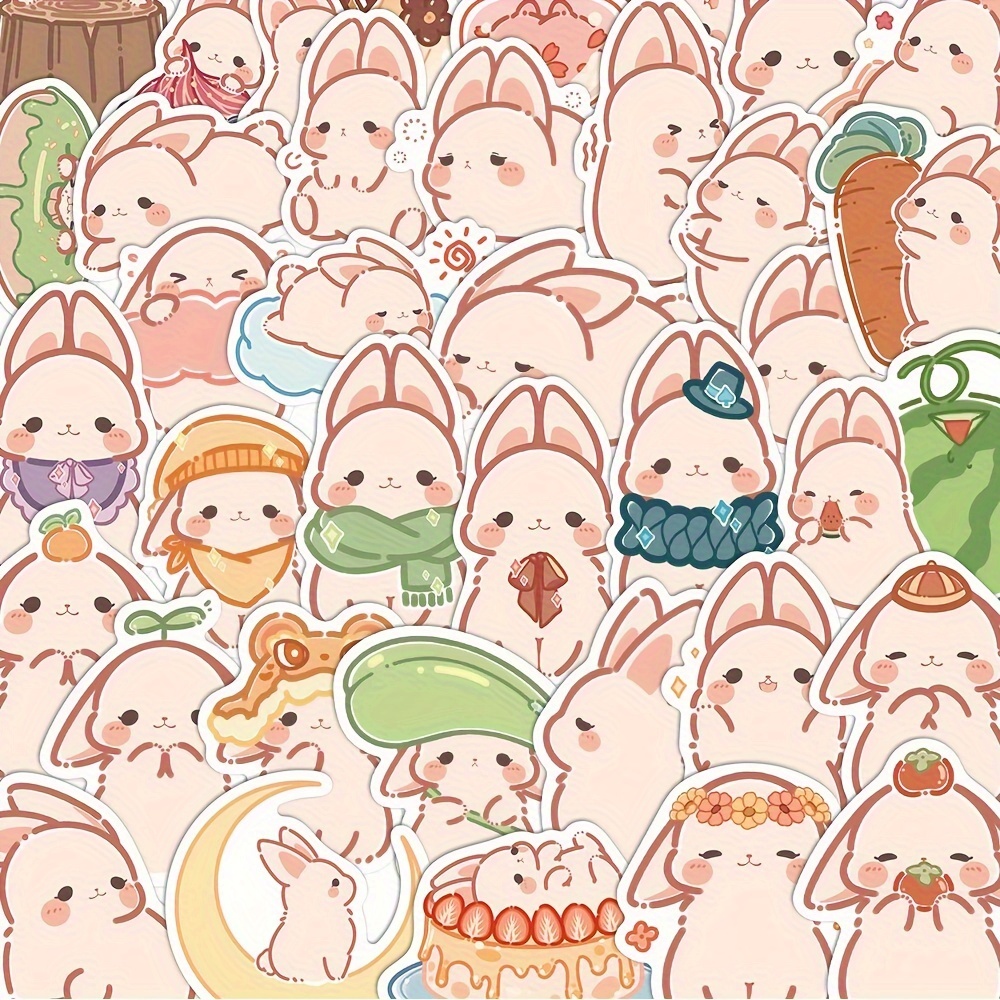 Temu 4pcs 8pcs Kawaii Rabbit Stickers Diy Washi Material Sticker