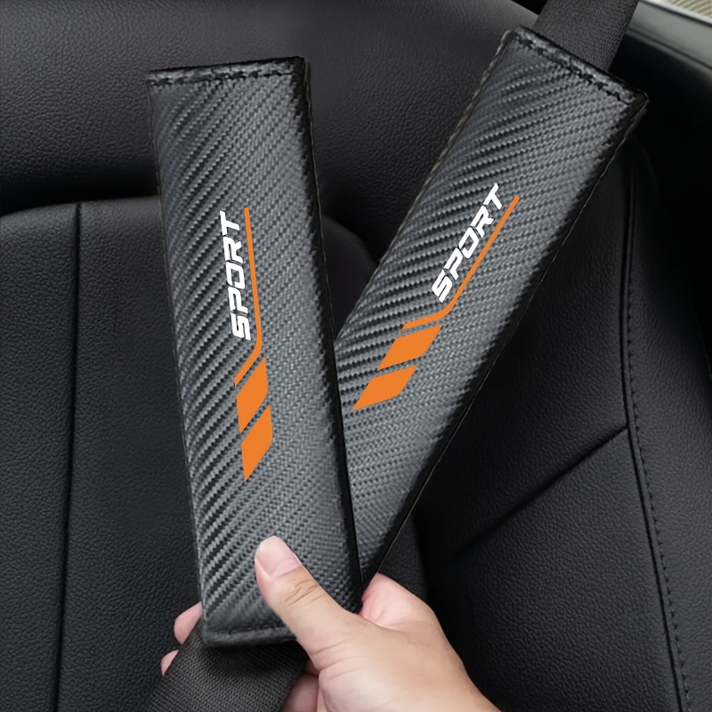 TEMU 2 Piezas de Almohadillas de Fibra de Carbono para Cinturón de Seguridad, Mejora la Comodidad al Conducir, Ajuste Universal, Regalo Ideal