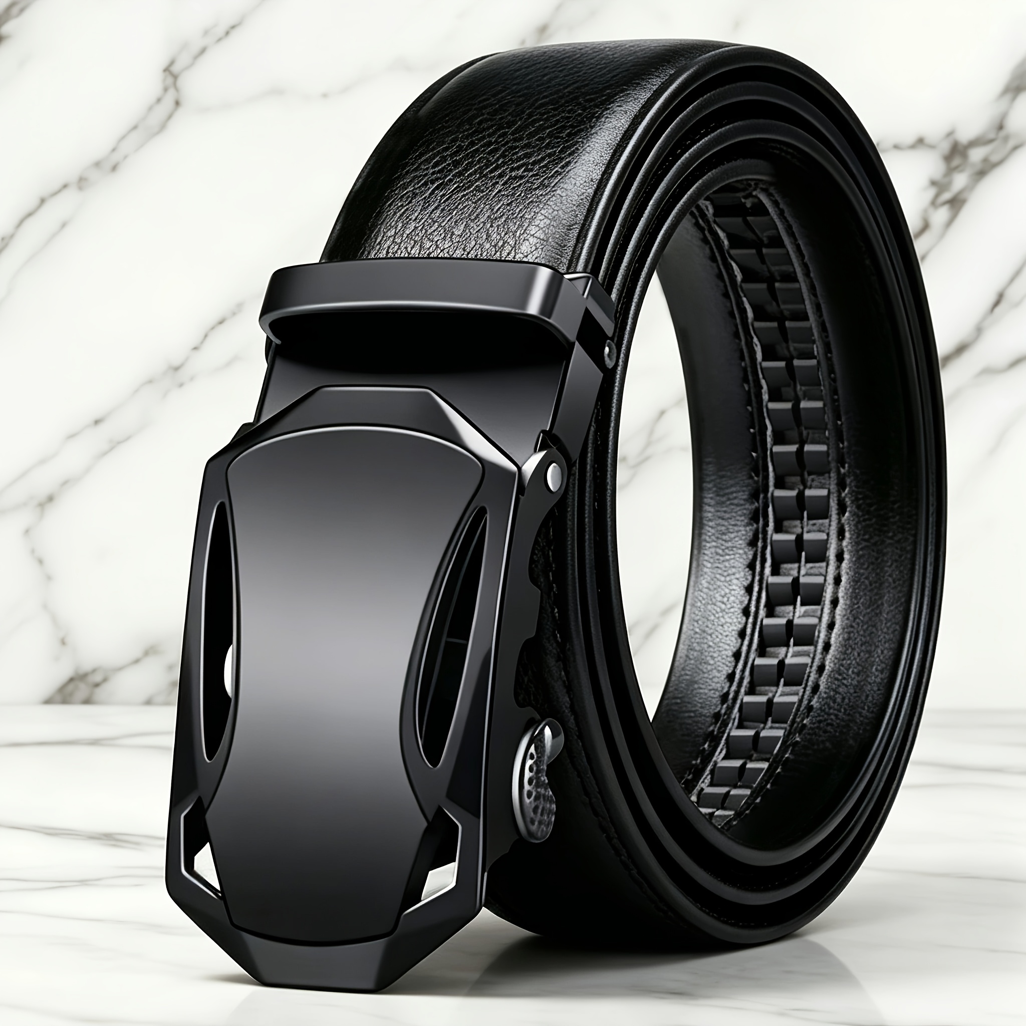 TEMU Men' Buckle Belt, Casual Ratchet Waist Belt, Adjustable Trousers Belt For Formal Suit Jeans Wear