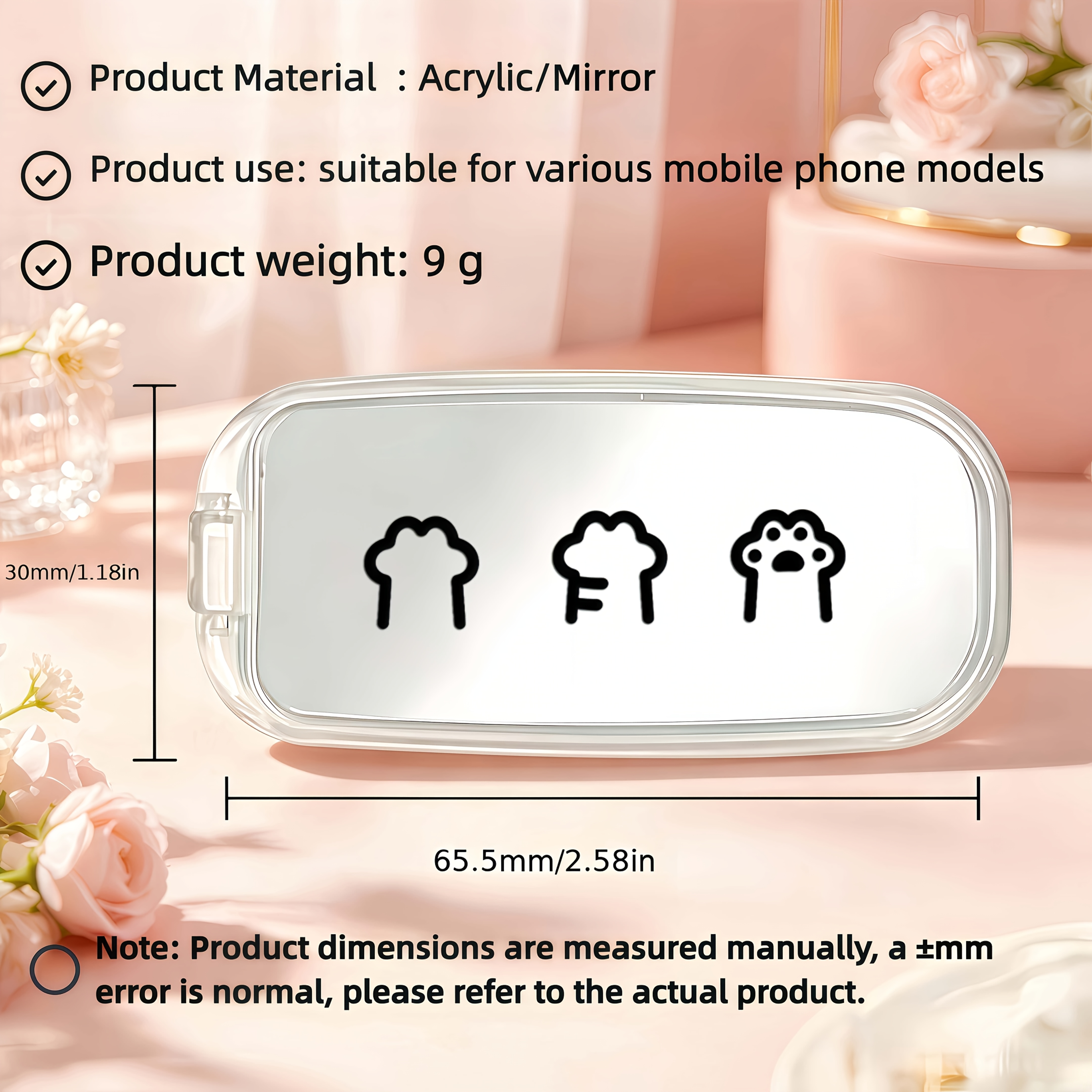 Cat Paw Pattern Transparent Phone Stand, Foldable Design