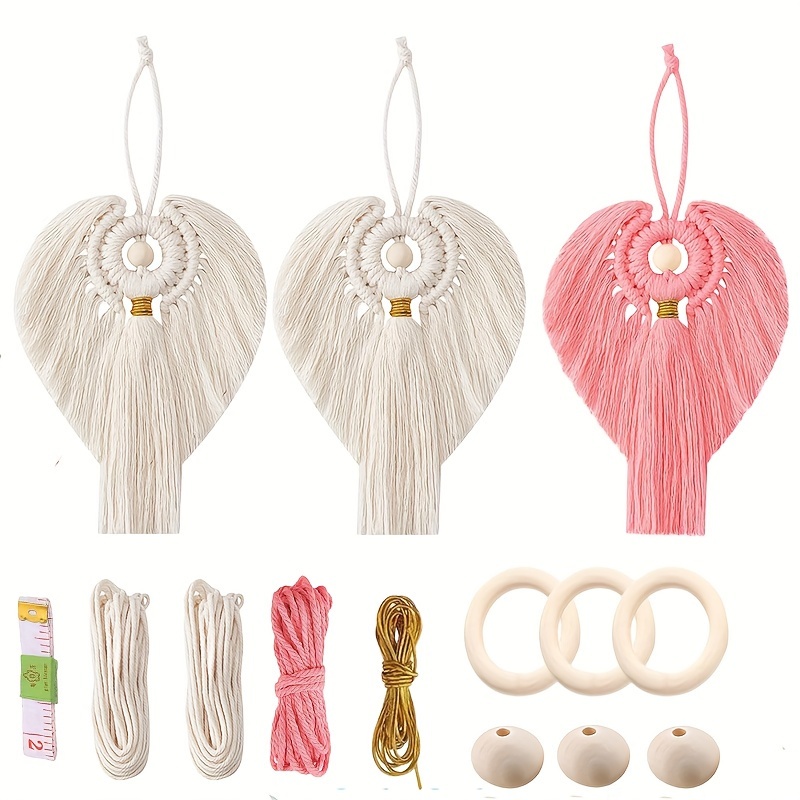 3pcs/set Macrame Craft Kit Wall Hanging Decor – Complete Home Decor For Mom, Girls – Gift – Fun Handmade For Beginners