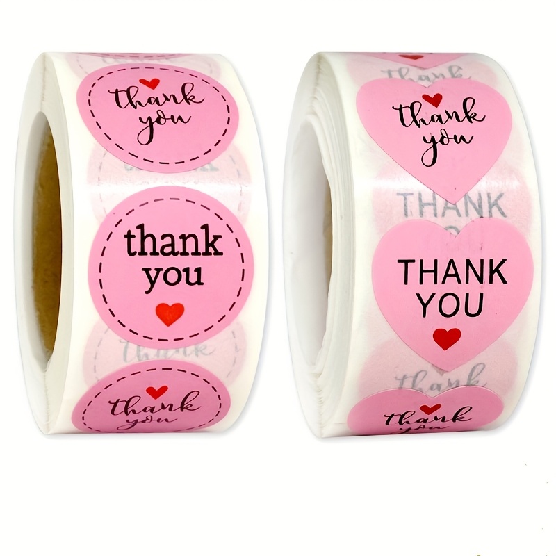 

500 Pink 'thank You' Heart-shaped Stickers - Self-adhesive, Sparkle For Valentine's Day, Day & Party Favors