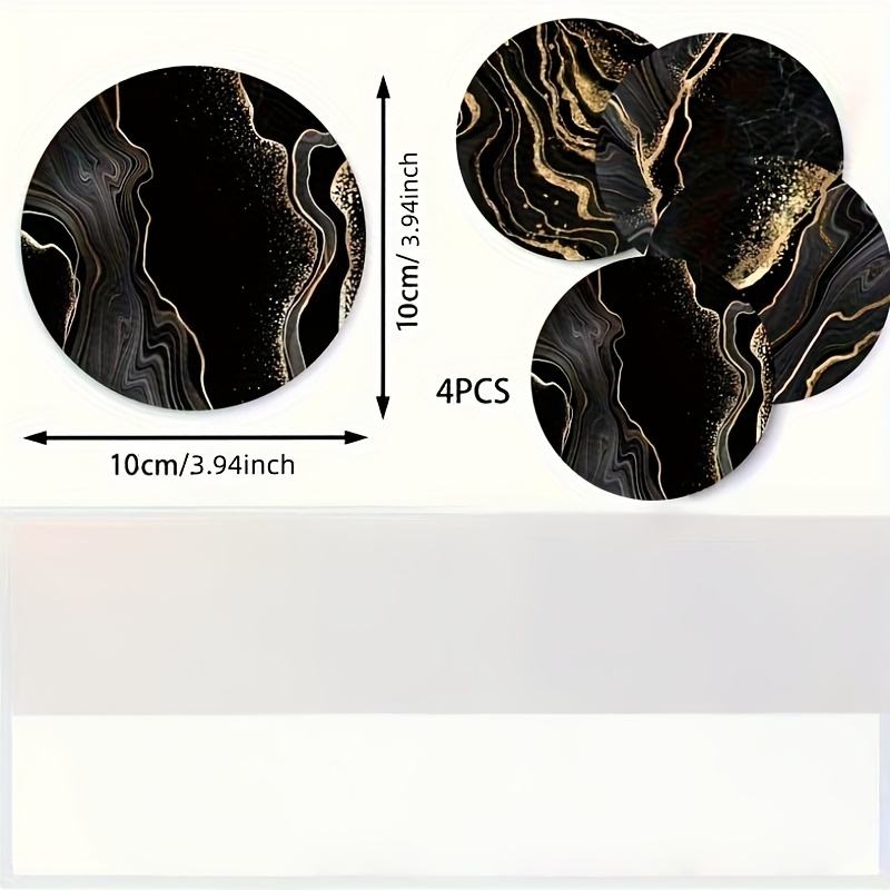 TEMU 2d Flat, 4pcs Marble And Reclaimed Wood Heat Pads - Non-slip Round Table Placemats, Suitable For Home, Office, Parties, Christmas And Holiday