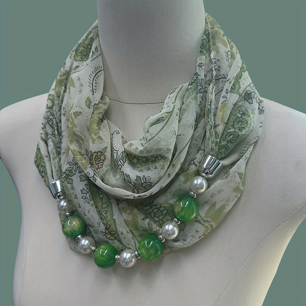 TEMU Decorative Beaded Chiffon Shawl Neck Warmer