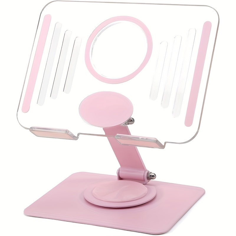 Adjustable Clear Tablet Holder, Foldable Acrylic Tablet Stand, 360 Degree Rotating Aluminum Base For Home Office Desk, Portable for ipad Stand For Desk