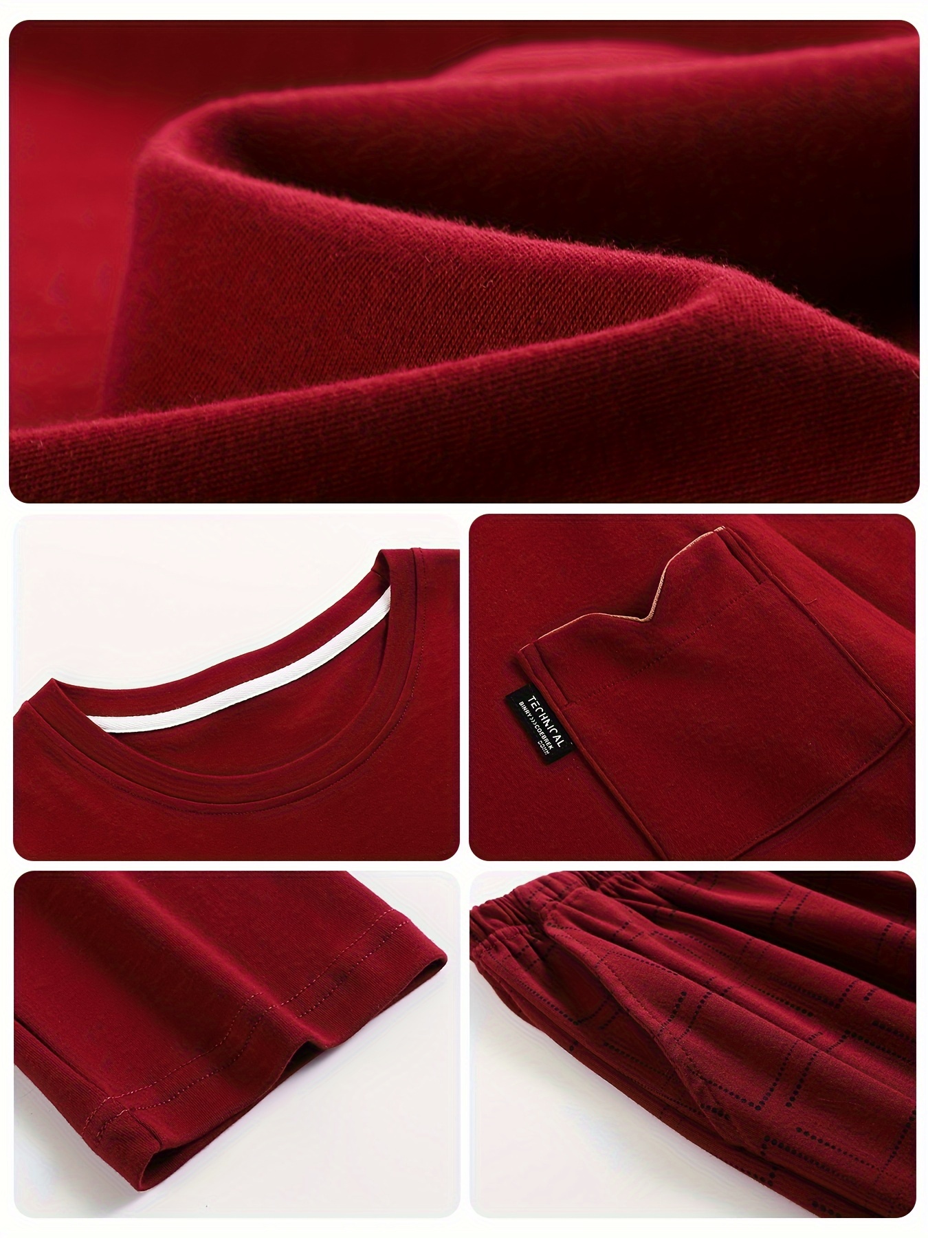 Red Men's Pure Cotton Pajamas Spring and Autumn Long Sleeve Birthday Year Christmas New Year Large Size Home Clothes Round Neck Casual Suit