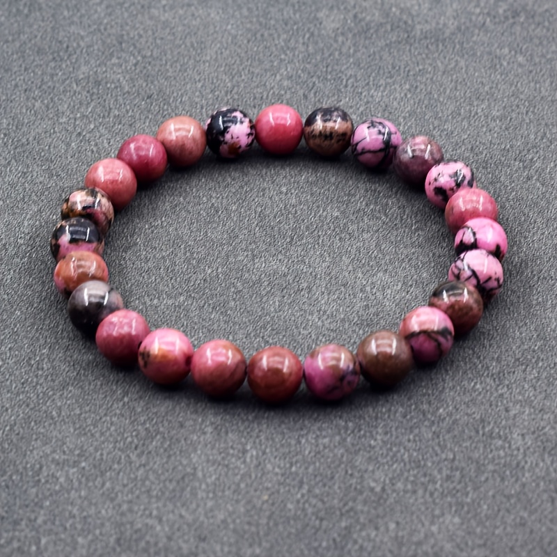 Natural Stone Bead Bracelet Retro Rose-colored Women's Bracelet Bead Twisted Elastic Wristband Jewelry Couple Casual Holiday Gift