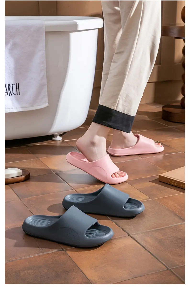 summer eva flip flops soft comfortable slip on sandals with non slip soles for bathroom floor and outdoor use black and orange summer footwear eva sandals comfortable footwear Product details 1