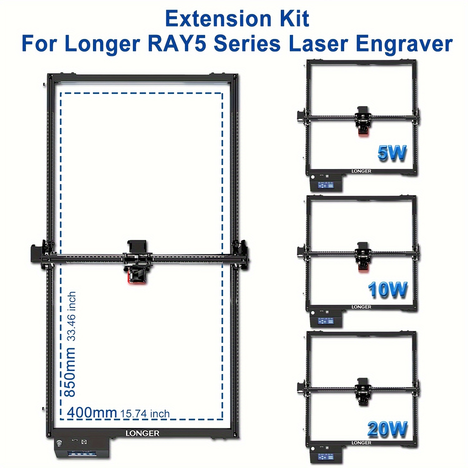 TEMU Longer Extension Kit 15.7"*33.5" 400 * 850mm For Longer Ray5 5w 10w 20w Engraving Area Is Expanded To With Accessories