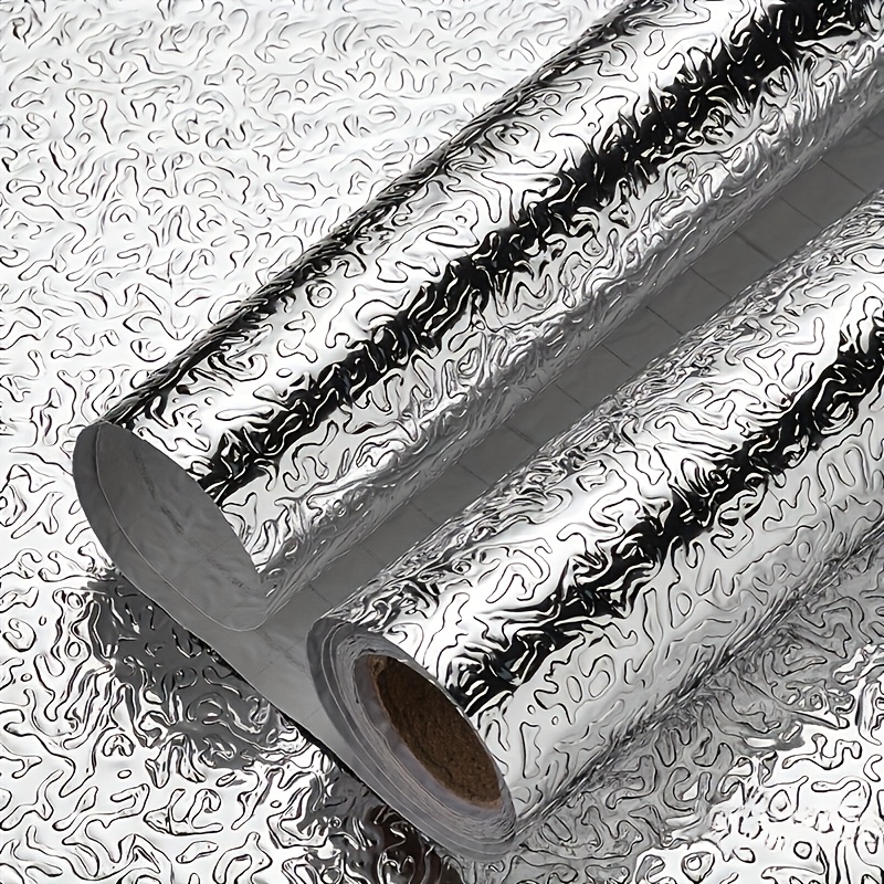 TEMU Texture Silvery Self-adhesive Sticker, Peel-and-stick Wallpaper, Waterproof And Oil-resistant Pvc Film For Kitchen Cabinets, Countertops,
