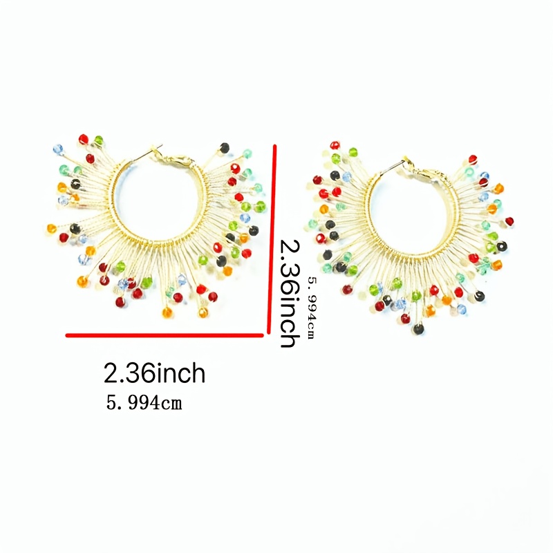 Women's Handmade Crochet Twisted Wire-Wrapped Round Ear Studs Earrings