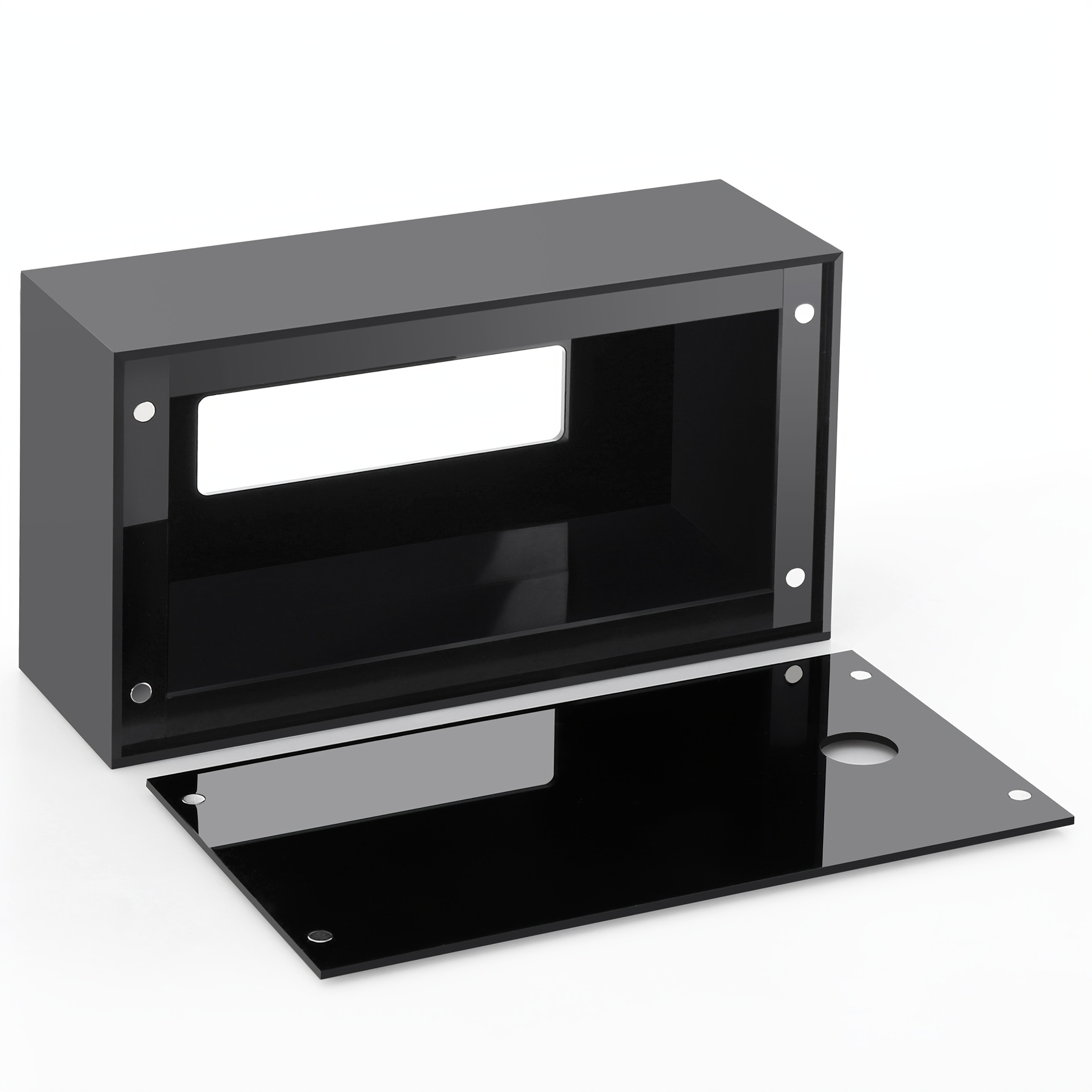 modern black tissue box holder with matte or glossy   - heavy-duty rectangular design with   lid & tissue dispenser slot | durable acrylic construction for home, office, hotel, restaurant | minimalist decor, space-saving & hygienic | compatible with tissues (no  /screws), modern tissue box holder, reusable square tissue box, tissue box with storage, craft tissue box, tissue box holder for car Product details 3