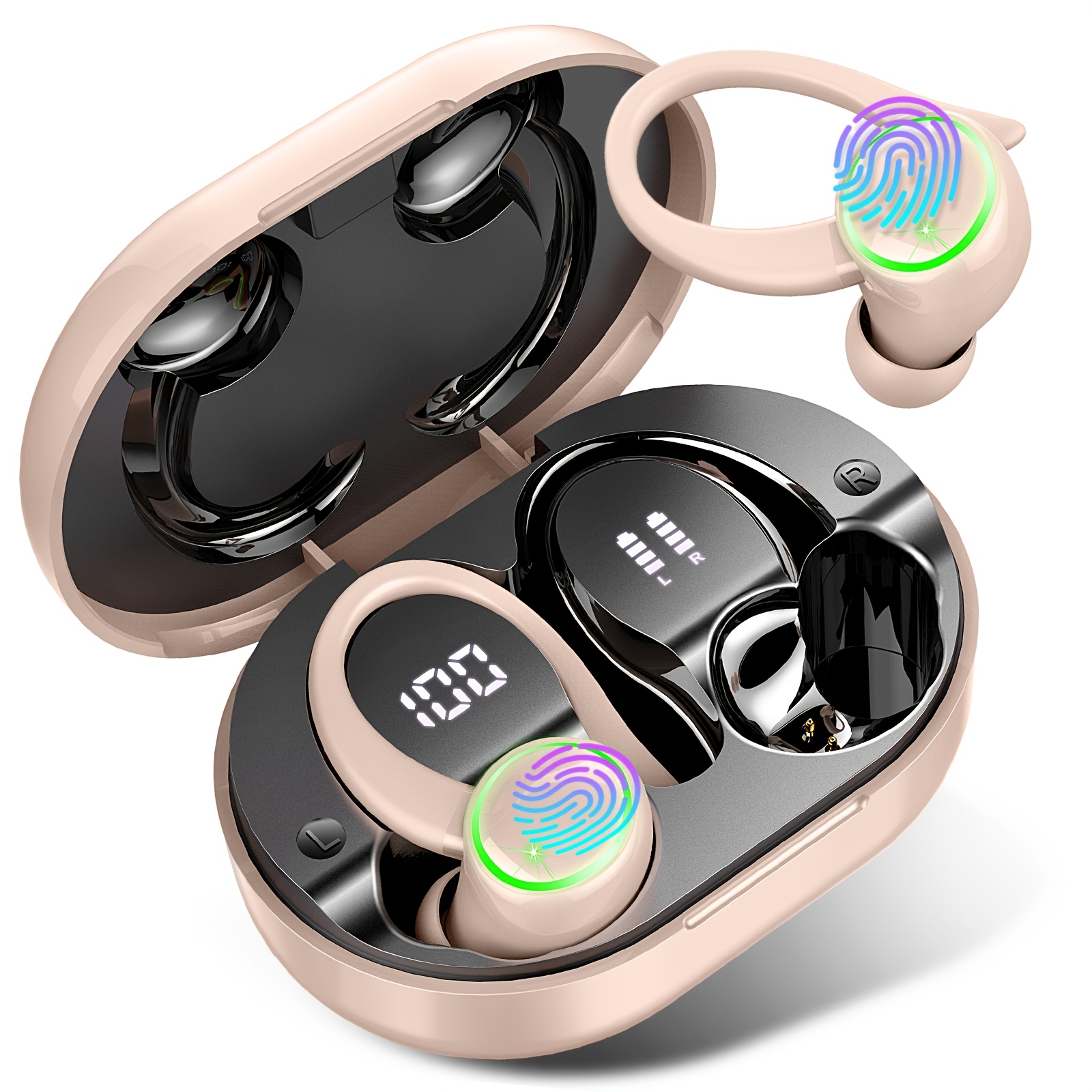 Hifi Sound & Cvc 8.0 Noise Cancelling Sports Wireless Earbuds (c16): 13mm Driver Powerful , Smart Touch Control, 48h Battery Led Display, Auto Pairing & Bluetooth 5.3 (usb-c Fast Charging)