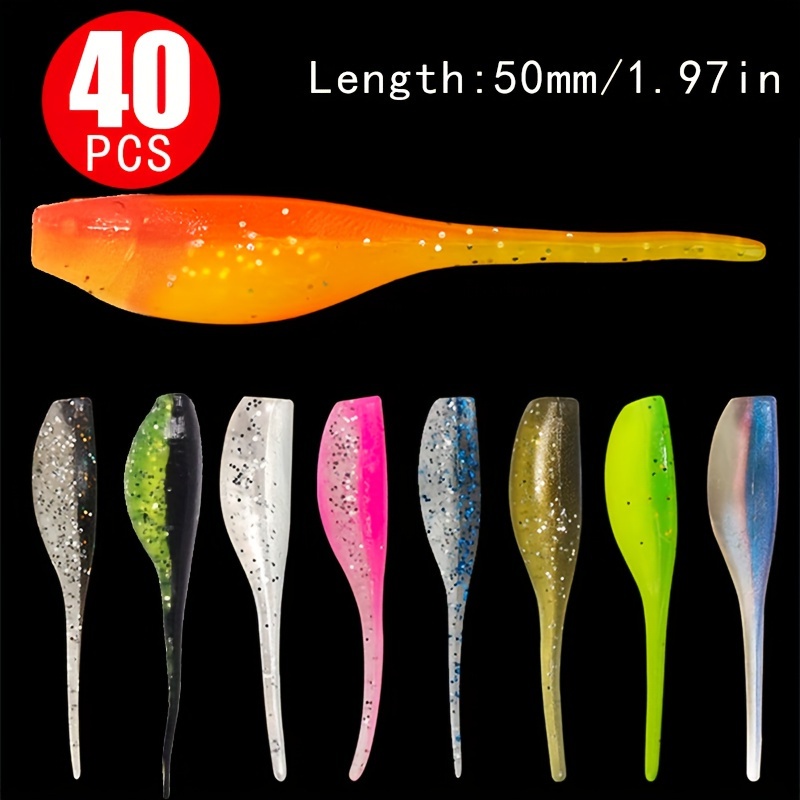 

40pcs Dual-color Bionic Soft Lures - Silicone, Fishing Accessories, Silicone Baits For Fishing