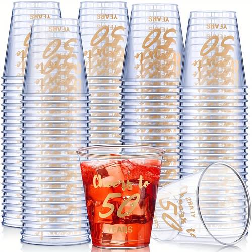 50pcs birthday shot glasses golden lettering elegant celebrating 50 years design suitable for men and womens celebrations anniversaries and festive events