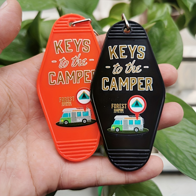 

1 Pc Vintage Style Camper Hotel Motel Keychain Durable & Fashionable Plastic Motel Tag Perfect Gift For Rv & Camping Enthusiasts