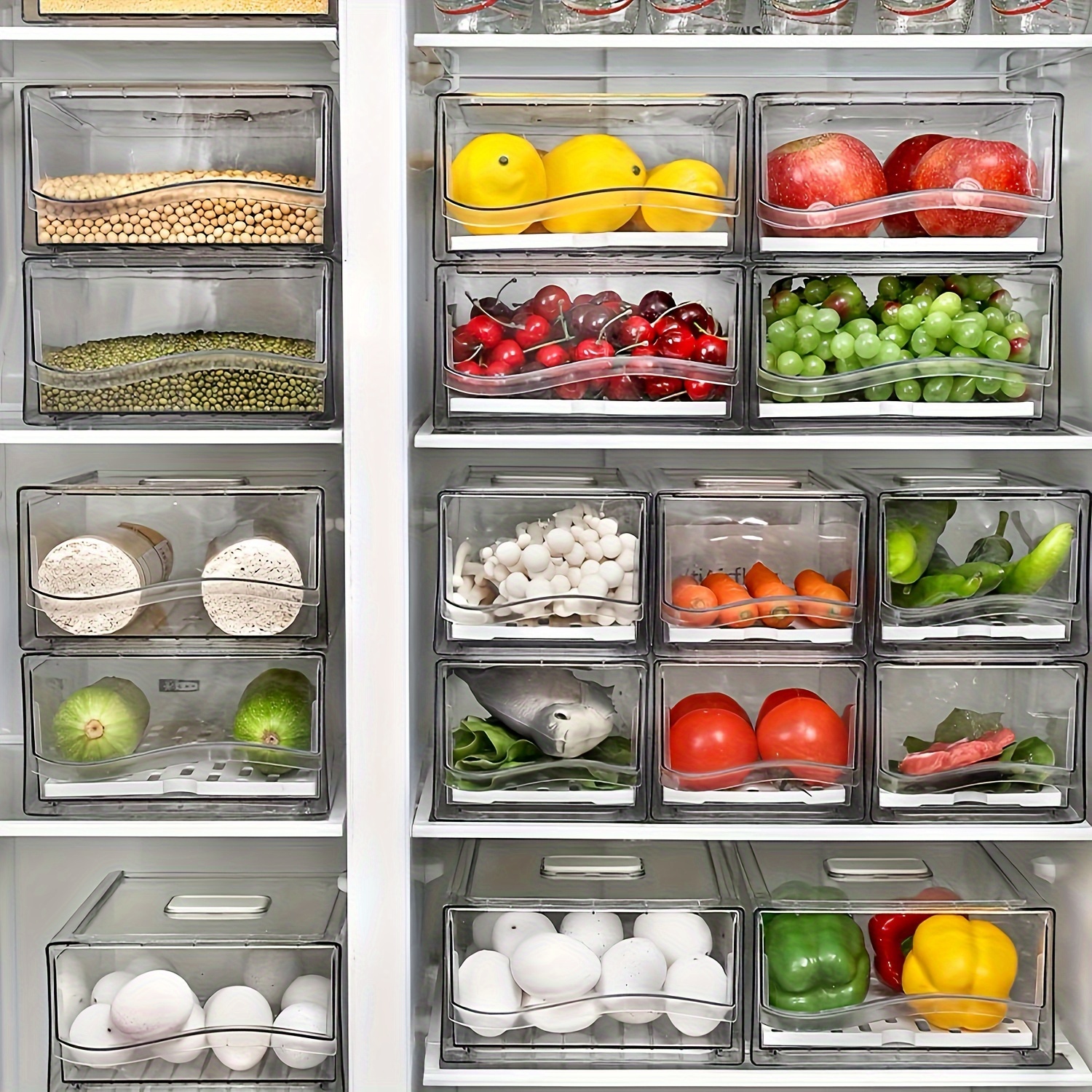 mDesign Plastic Storage Organizer Container Bin for Kitchen Organization in  Pantry, Cabinet, Countertop Fridge, Refrigerator, and Freezer - Hold Food