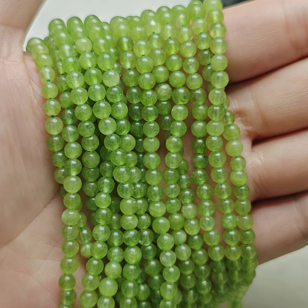 

Green Peridot Natural Stone Beads 4mm, Approximately 90 Beads Per Strand, Ideal For Making And Crafts – Genuine Gemstone Loose Bead