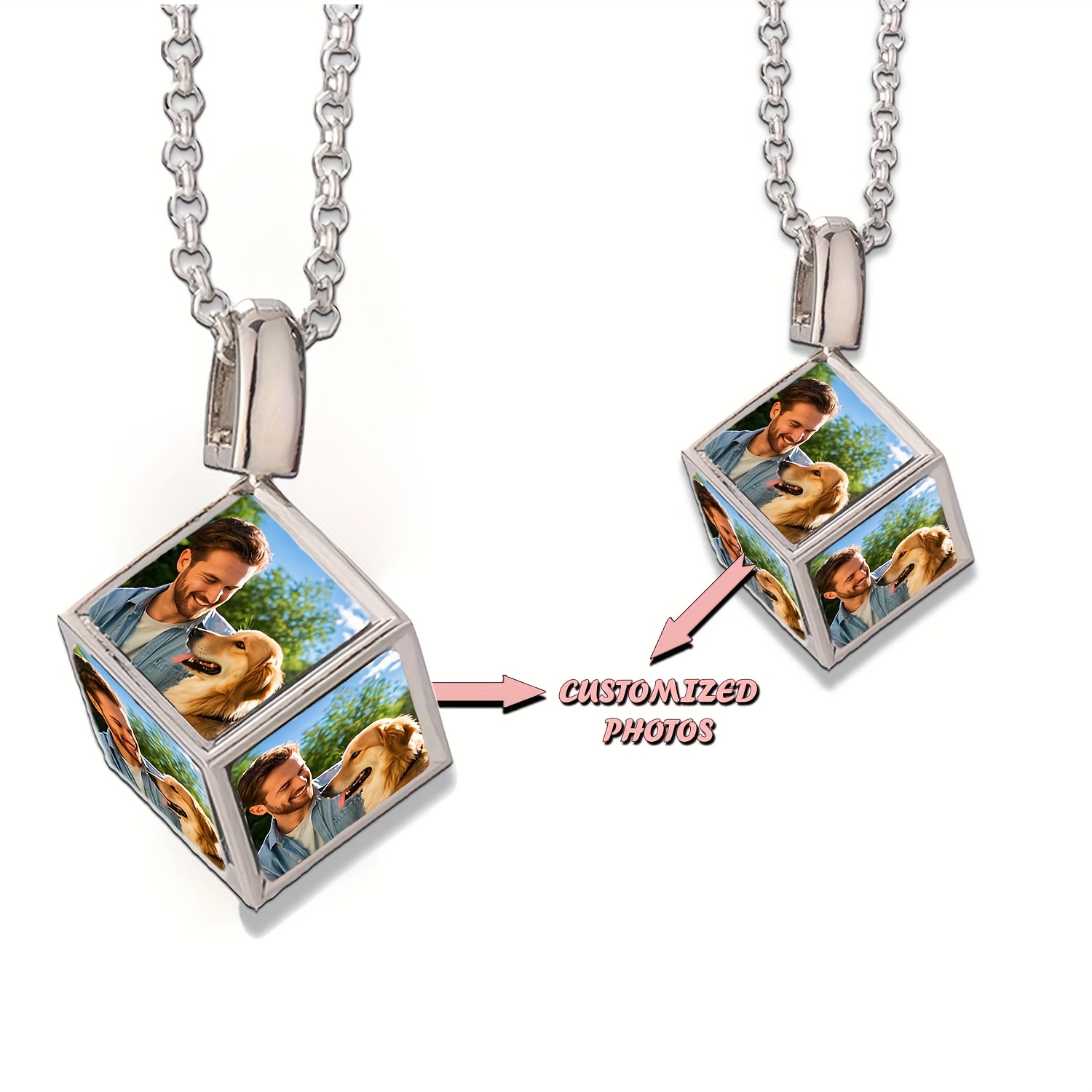 TEMU 1pc Photo Custom Square Pendant Necklaces: Personalized Women's Necklaces - Stylish, - The Gift For Any Occasion - Perfect For Daily Wear And -