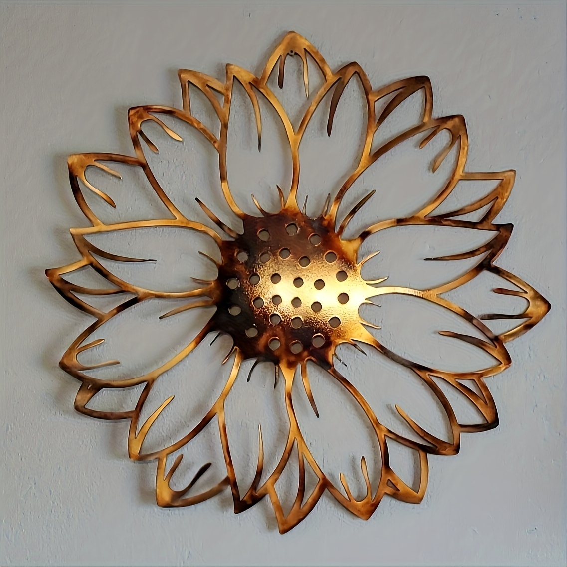TEMU Vintage Metal Sunflower Wall Art Decor - Rustic Iron Wall-mounted Statue With Intricate Petal & Design, No Electricity Needed For Indoor/outdoor