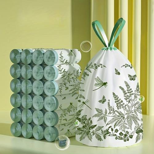 heavy duty thick and tear resistant drawstring trash bags 10pcs roll multi purpose polyethylene garbage bags for kitchen bathroom bedroom living room stylish convenient roll car trash can