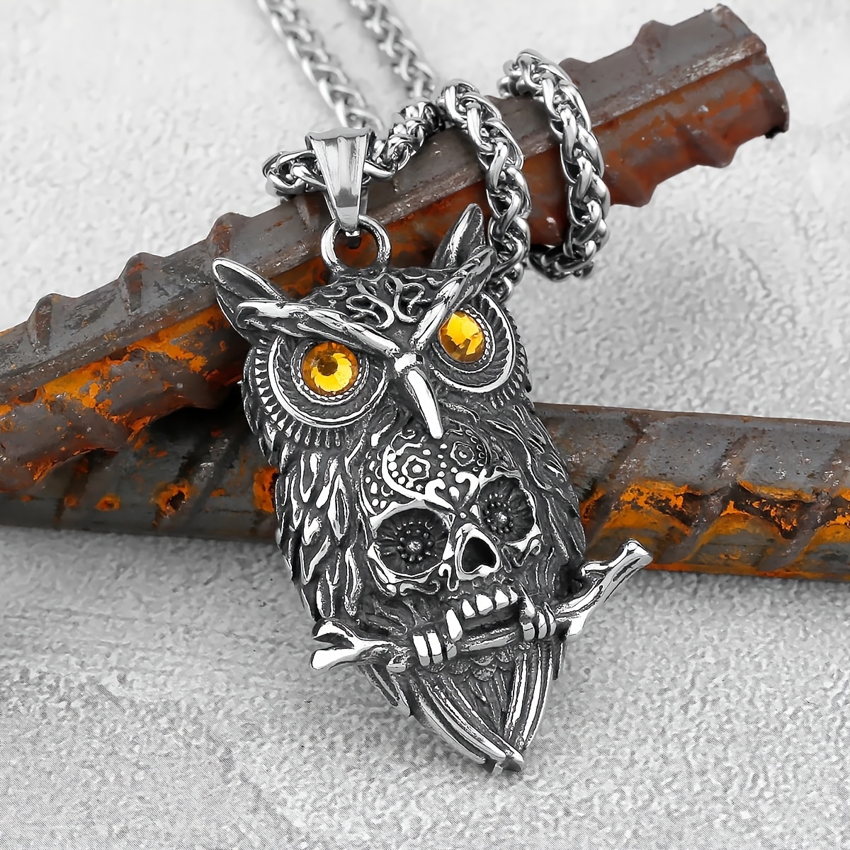dark punk gothic skull owl vintage pendant necklace unique - Temu 