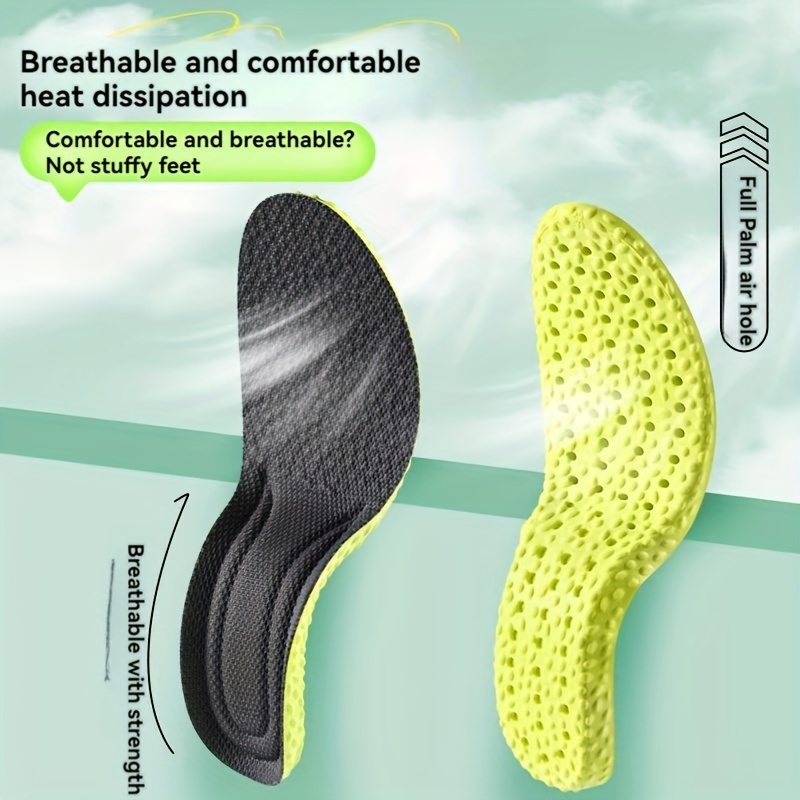 1 Pair Wormwood Deodorizing Insoles, Breathable Sweat-Absorbent EVA Shoe Pads, Shock-Absorbing Elastic Running Inserts for Men & Women, Comfortable Soft Sports Footbeds for Outdoor Activities