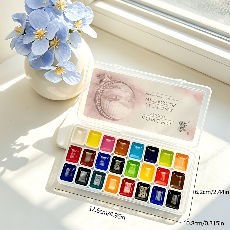 TEMU For Professional Art Use, This 24-color 1ml Portable Solid Watercolor Set Suits Artistic Creation, Painting, Calligraphy, Card Making, Diy
