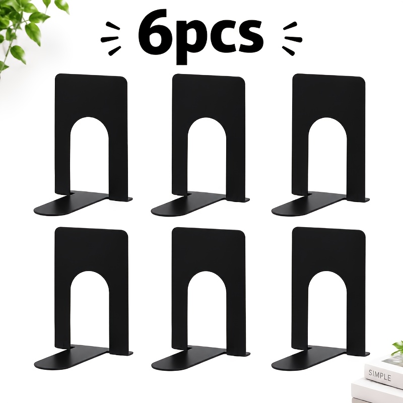 TEMU 6pcs Black Metal Bookends/bookends, Everyday Office Supplies, Office Desktop Supplies, Office Bookshelves, Bookends, Book Clips, Book Spreaders,