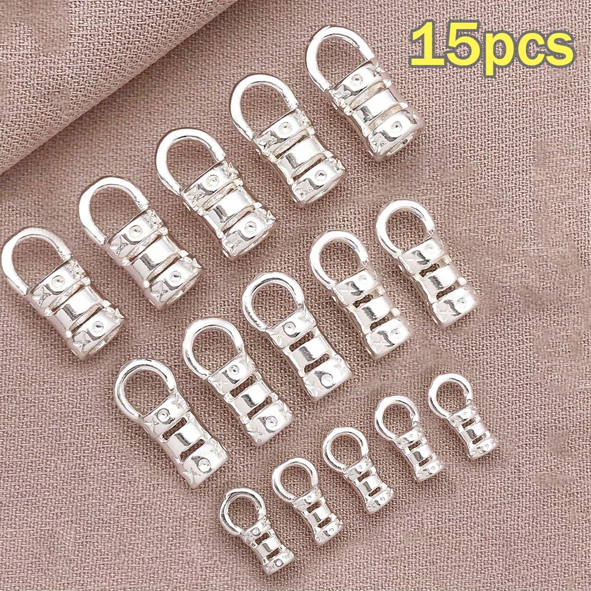 Image of 15 Mixed Sizes Brass 14k Gold Plated Clasps, Suitable For Necklace End Caps, Chains, Handmade Cord, Cord, Steel Wire, End Wrap Clasp Accessories
