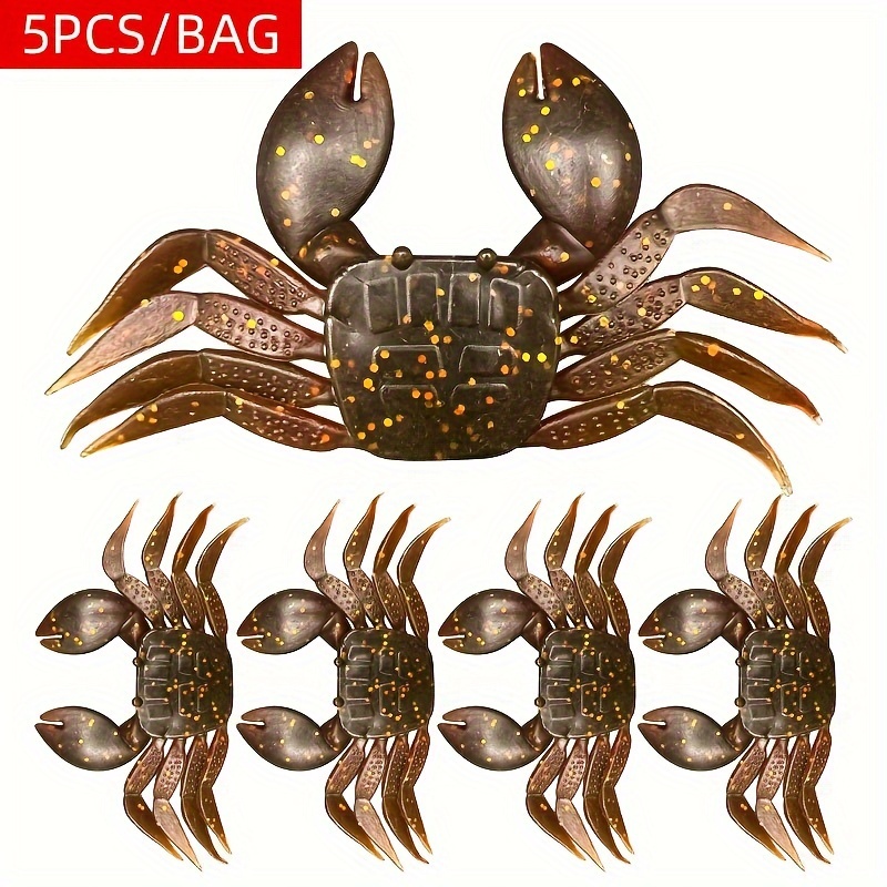 

5pcs Soft Crab Fishing Lures, Artificial Lifelike 3d Simulation Plastic Crab , Fishing Tackle, Rubber,, Ideal For Christmas, New Year, Thanksgiving, Valentine's Day, Father's Day - Bagged