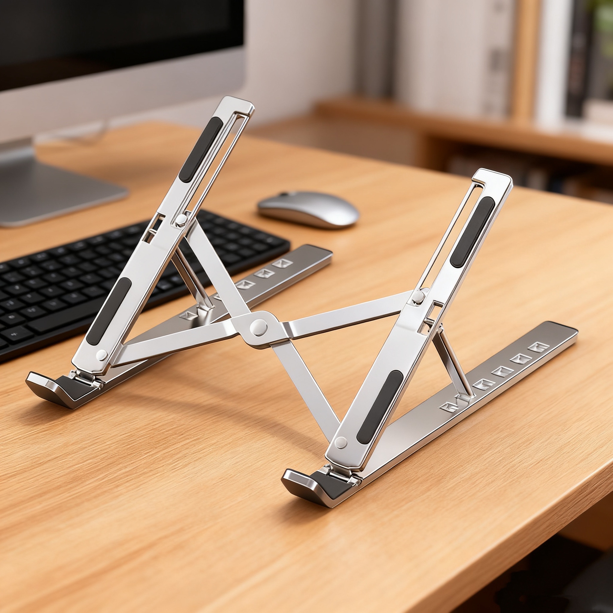 1 soporte para laptop de aleación de aluminio y antideslizante de silicona 6 velocidades de ángulo ajustable o fuerte capacidad de carga elevación de escritorio de computadora y disipación de soporte para laptop de aleación de aluminio 0