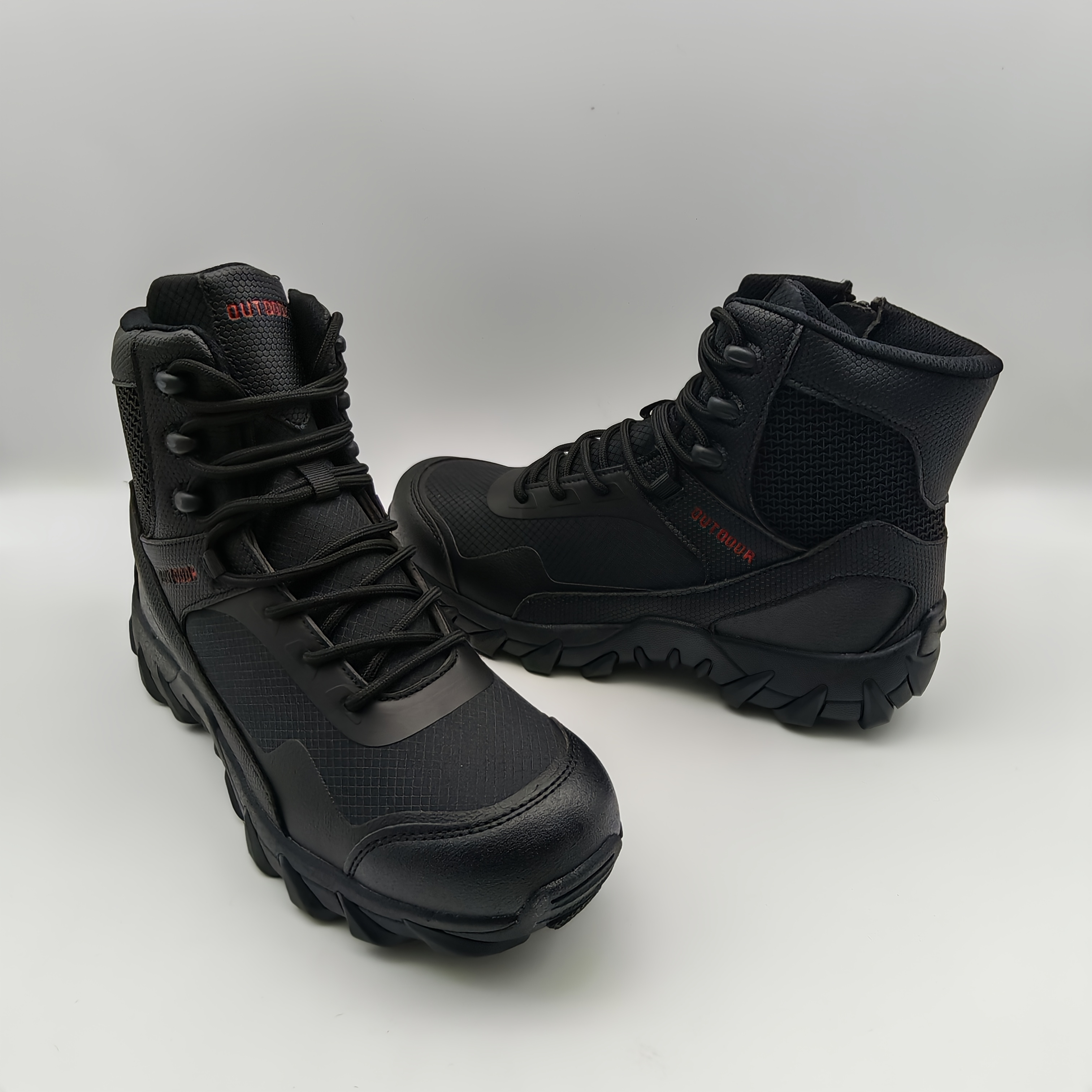 Men's All Terrain Hiking Boots, High Quality Work Boots with Zipper, Breathable Outdoor Shoes for Hiking, Camping, Work