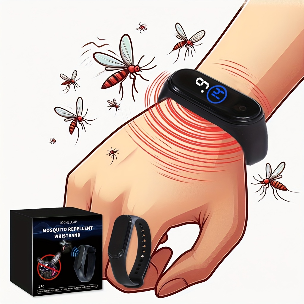 outdoor mosquito repellent wristband physical mosquito repellent electronic outdoor mosquito repellent chemical free adjustable size   for hiking fishing unisex 1pc