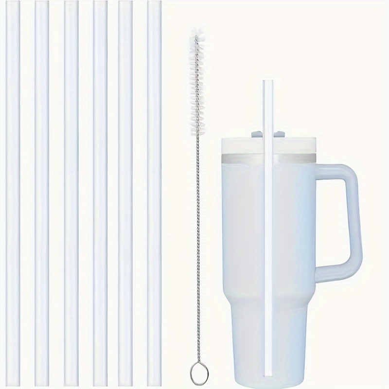 Reusable Straws, 6 Reusable Straws With 1 Cleaning Brush And 2 Reusable Straws With 1 Cleaning Brush, Suitable For Travel Rollers 40oz 30oz 20oz Replacement Straws, [straw Length 30cm, Length Cut]