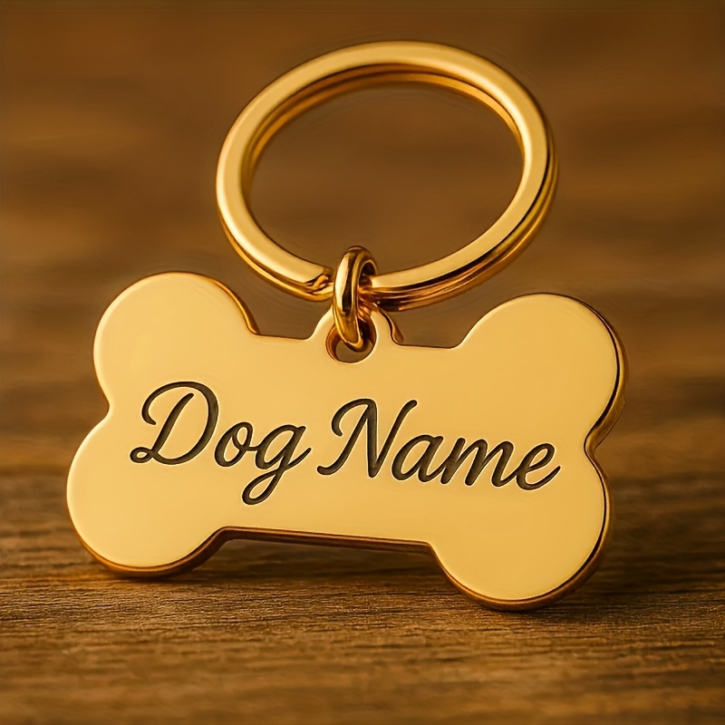 TEMU 1pc Customized Dog Bone Keychain Pendant, Engraved And Date Pendant, Engraved Phone Number Anti-lost, Durable Anti-lost Gift, Suitable For Dog