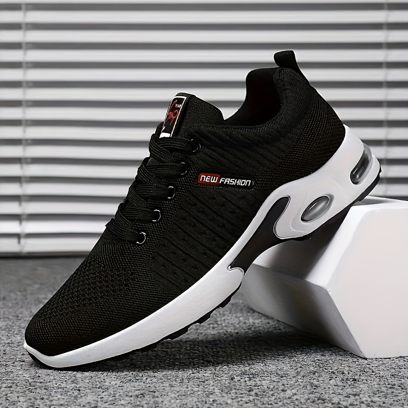 Image of Breathable And Comfortable Men's Sports Shoes, Fashionable Woven Knitting, Shock-absorbing, Mid Top Lace Up, Suitable For Outdoor Sports And Jogging Walking