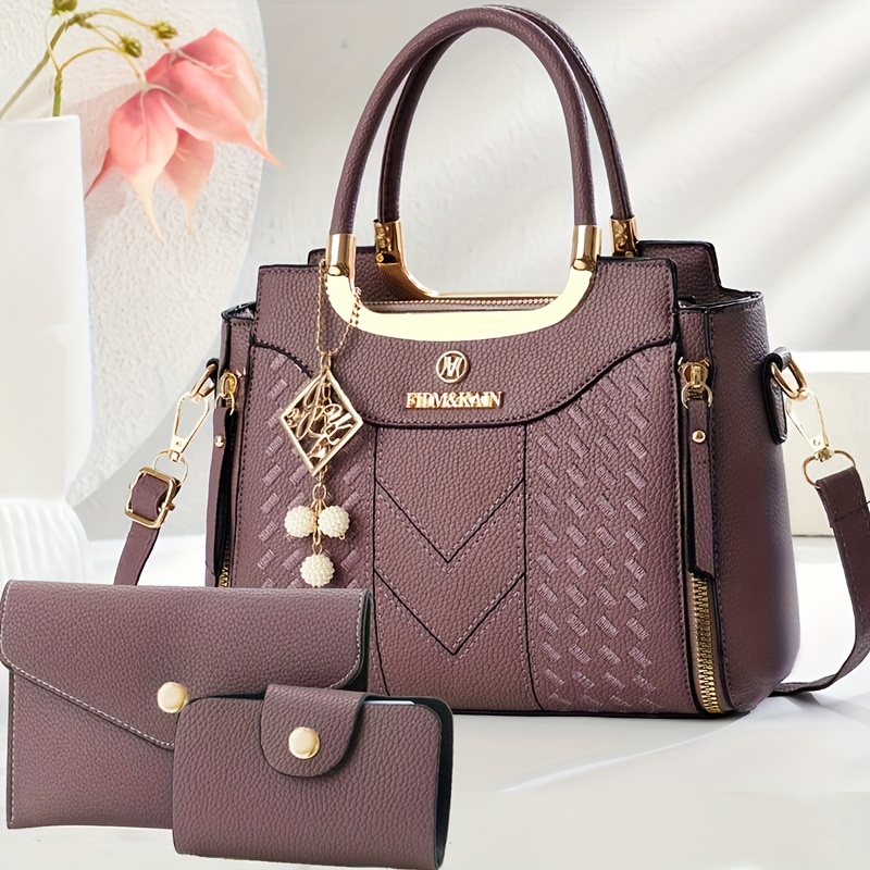 Ensemble Sacs Femme – Lot 3 Pièces Matelassé Premium Ensemble de Sacs pour Femmes : Petit Sac à Main, Sac Cadeau de Vacances, Sac Bandoulière, Sac Fourre-Tout, Imprimé, Design Matelassé, Design de Niche avec une Touche Premium, Tendance, Nouvelle Arrivée, Ensemble Multi-Pièces, Sac Décontracté Adapté à Diverses Occasions Quotidiennes comme Sorties et