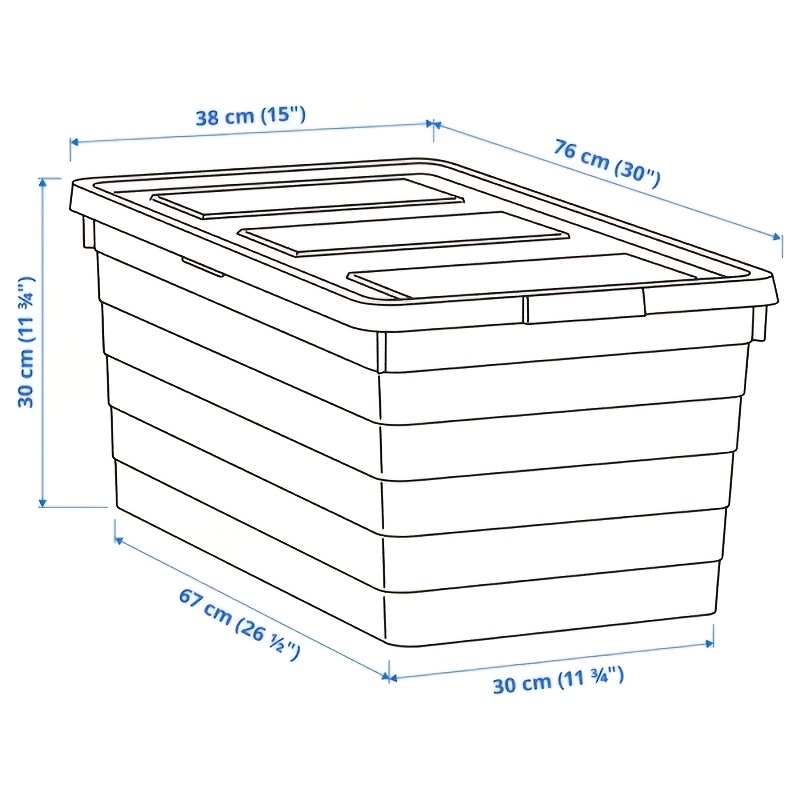 Storage Box with Lid, White, 38x76x30cm