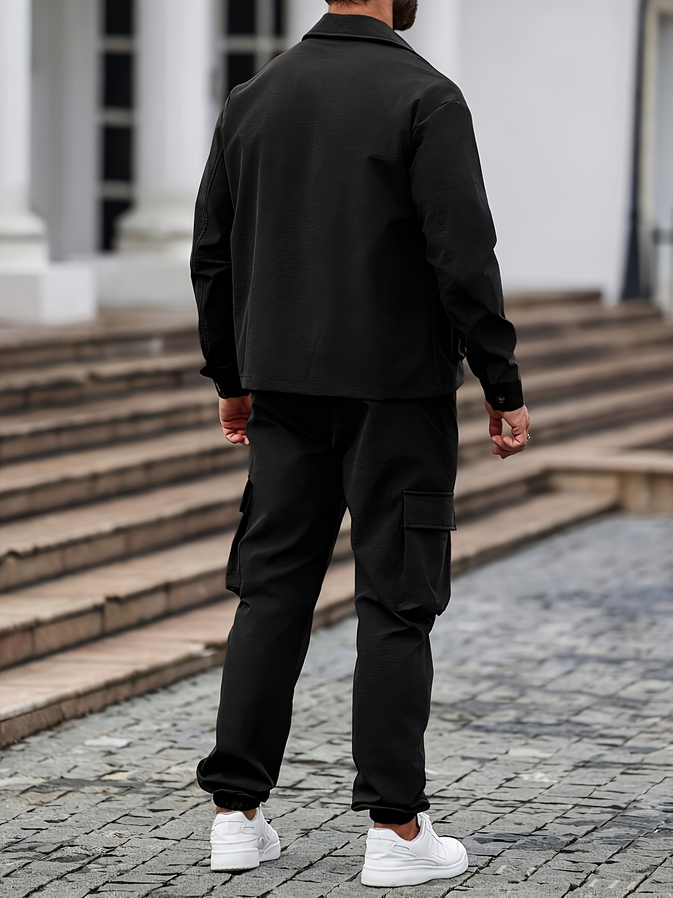 cross border mens casual sport long sleeve pants set mens Temu