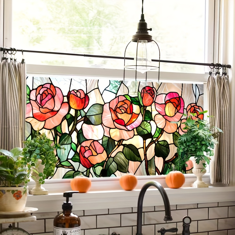 

A Vintage Colored Rose , Featuring A Bohemian Moroccan Style, Is An Glass Film For Privacy. Suitable For Decorating Windows In Bedrooms, Living Rooms, Kitchens, And Bathrooms, And And .